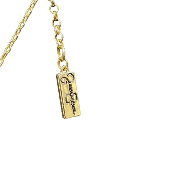 Jessica Simpson Pave Rhinestone Pendant Chain Necklace Gold Tone Date Night - Picture 6 of 6